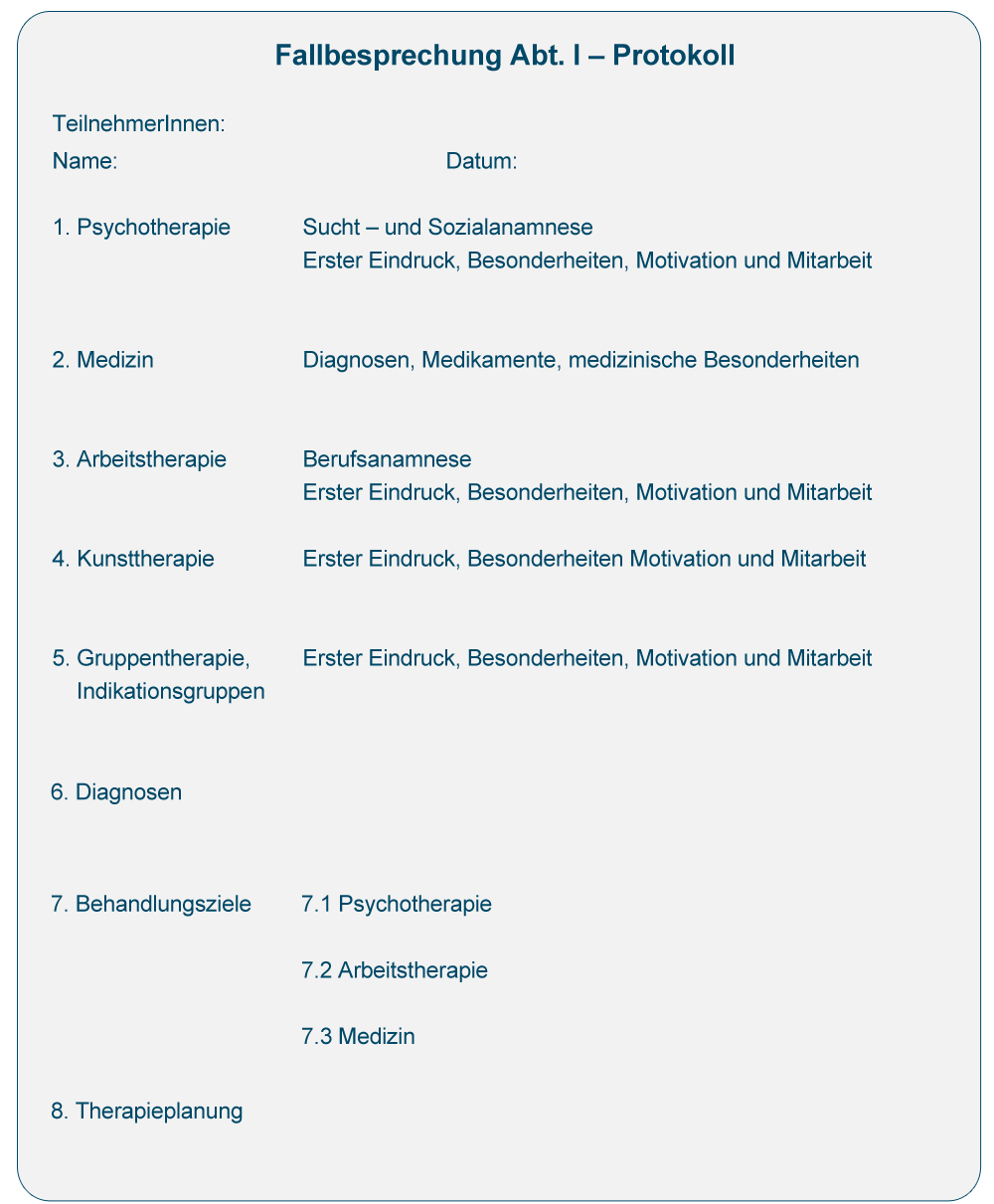 Praxisbeispiel 18a: Protokollbogen für Fallbesprechungen