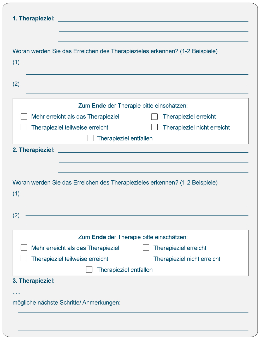 Praxisbeispiel 5b: Formular zur Zielbestimmung und Zielerreichungsüberprüfung