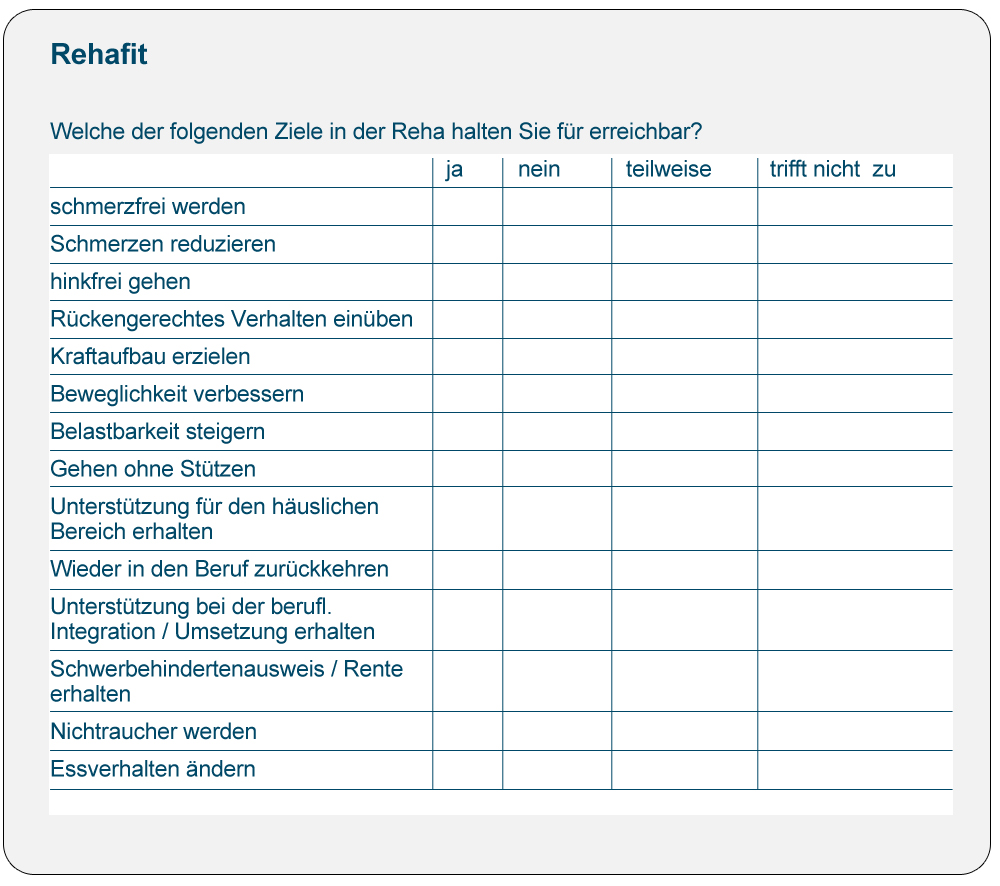 Praxisbeispiel 32a: Zielabfrage im Anamnesebogen